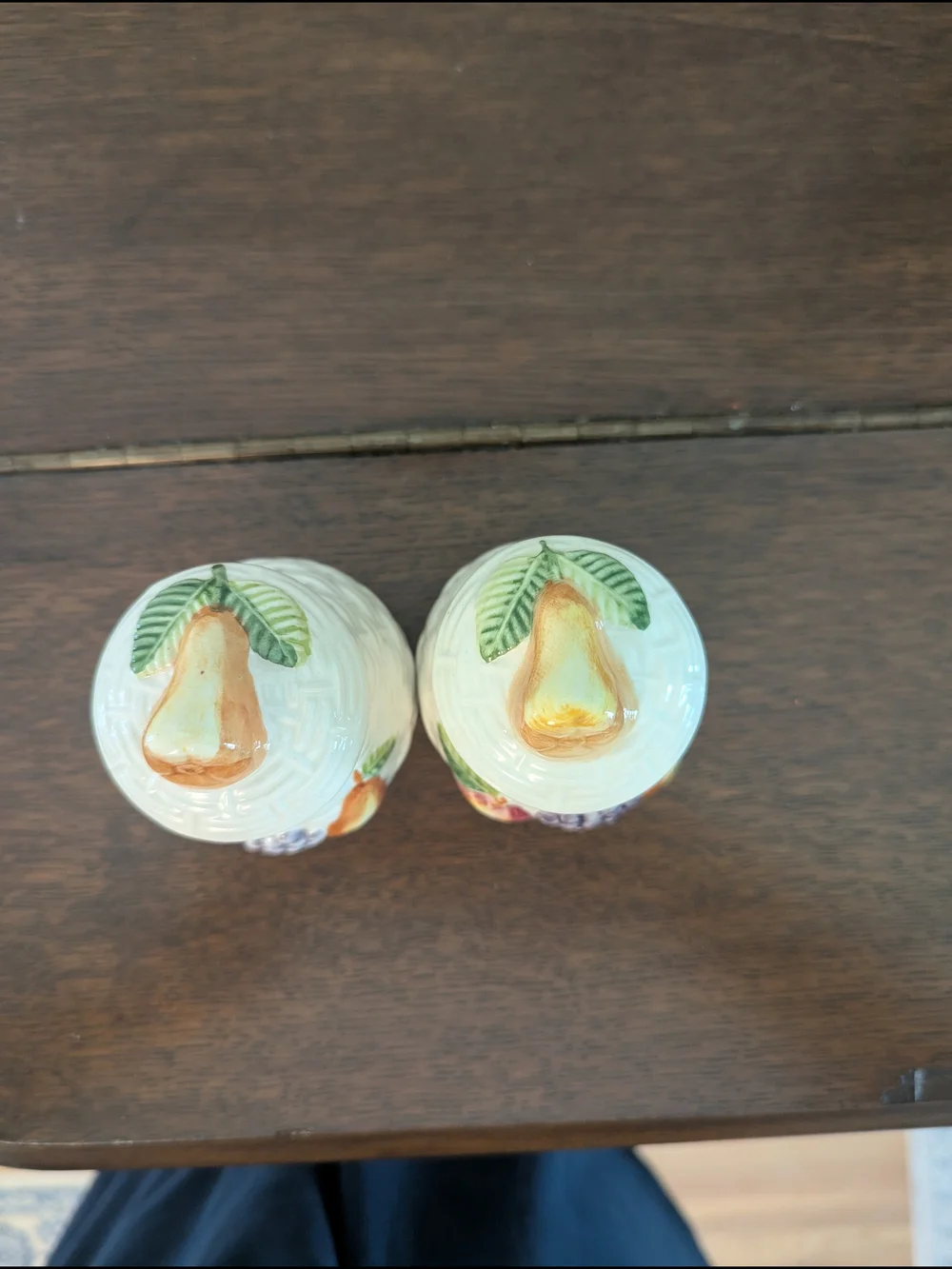 Majolica Condiment Jars - Set of 2 A. Santos Portugal Hand Painted